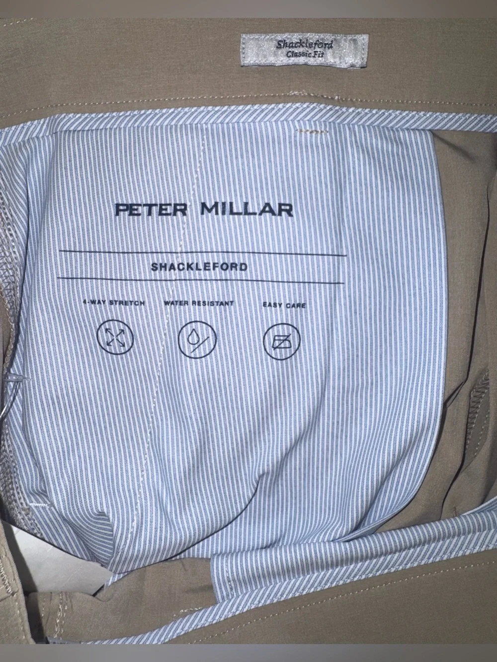 Peter Millar Shackleford Performance Hybrid Shorts Men 38 Beige Stretch Golf NWT